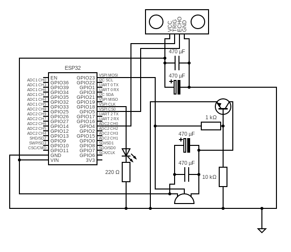 Circuit diagram for the ESP32 server device