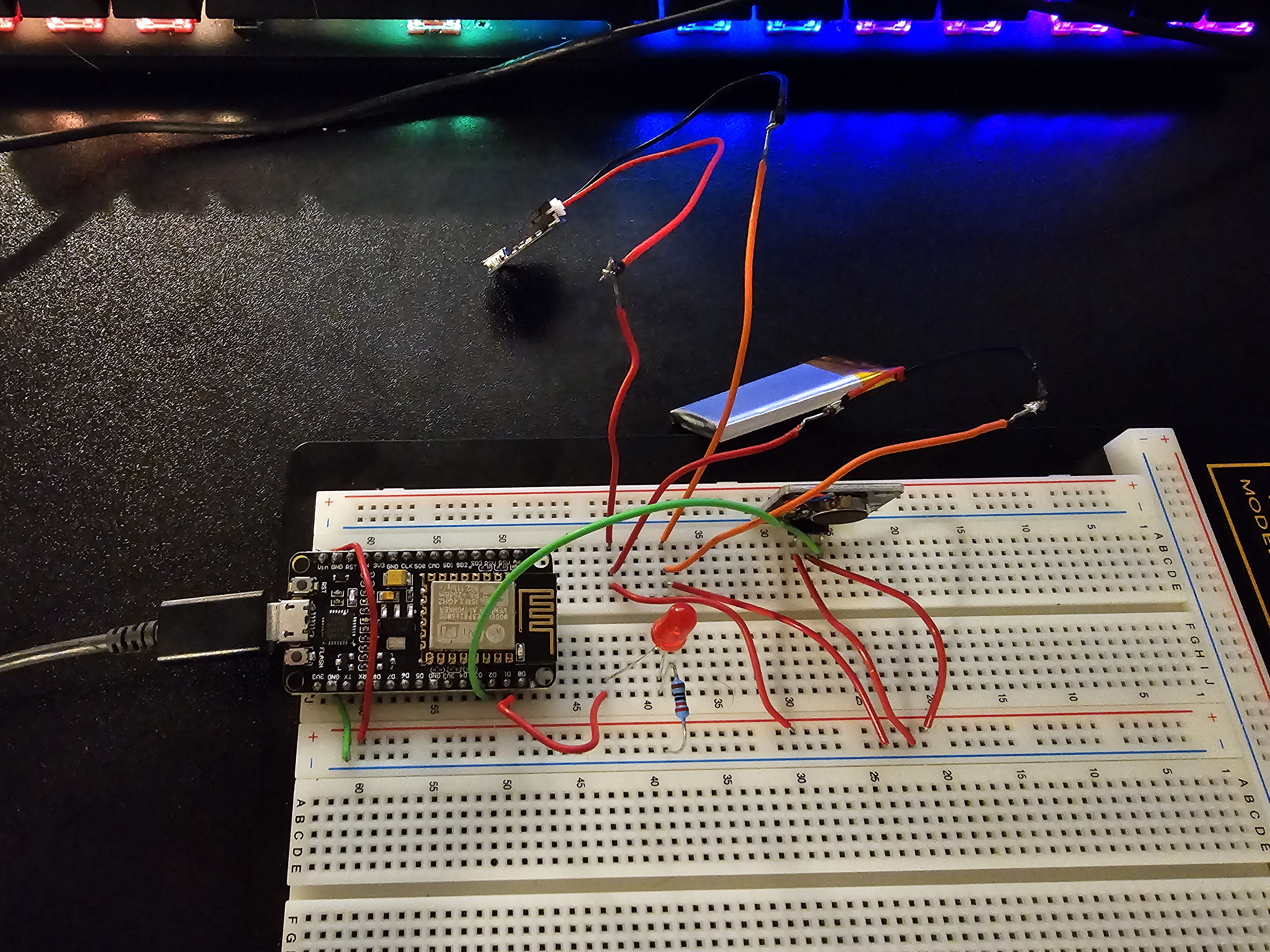 ESP8266 client circuit on a breadboard