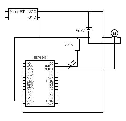 Circuit diagram for the ESP8266 chair device